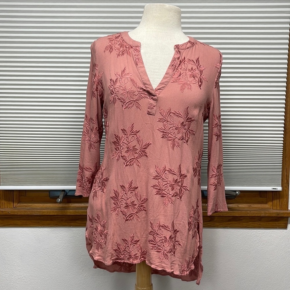 Anthropologie Maeve Kew Rose Embroidered Floral Tunic Top Size Small - Picture 5 of 14